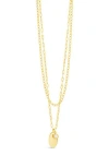 Sterling Forever Isla Bezel Opal Chain Layered Necklace In Gold