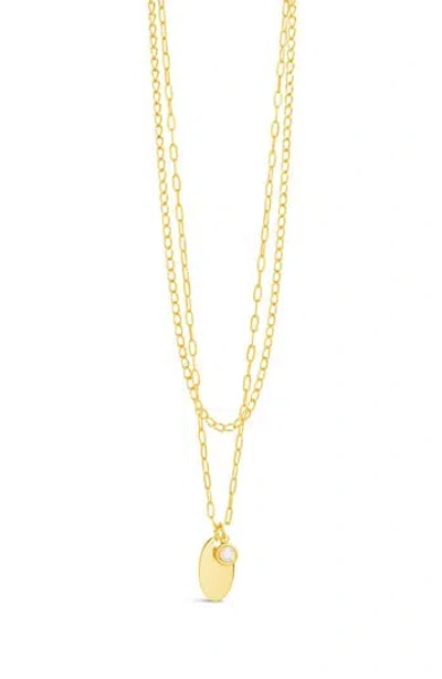Sterling Forever Isla Bezel Opal Chain Layered Necklace In Gold