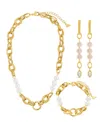 Sterling Forever Ivanna Mother Of Pearl Chain Matching Set In Gold