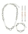 Sterling Forever Ivanna Mother Of Pearl Chain Matching Set In Silver