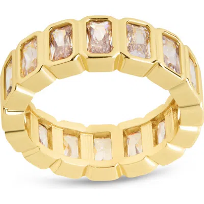 Sterling Forever Jackie Bezel Cubic Zirconia Band Ring In Gold