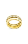 Sterling Forever Jackie Cubic Zirconia Stack Ring In Gold