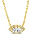 Sterling Forever 14k Plated Cz Jamie Pendant Necklace In Gold