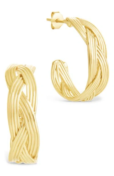 Sterling Forever Janet Ribbed Hoop Earrings In Gold