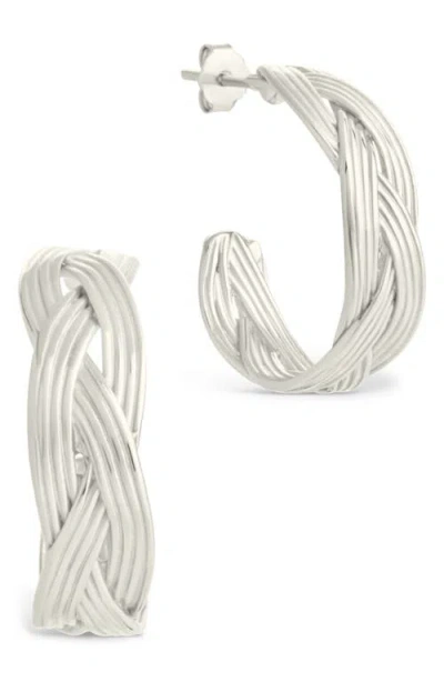 Sterling Forever Janet Ribbed Hoop Earrings In Metallic