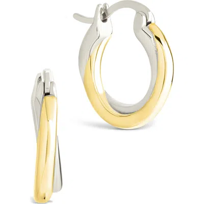 Sterling Forever Janice Twisted Huggie Hoop Earrings In Metallic