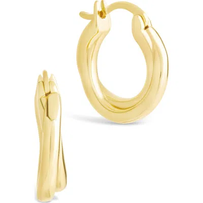 Sterling Forever Janice Twisted Huggie Hoop Earrings In Gold