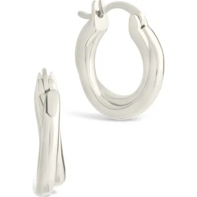 Sterling Forever Janice Twisted Huggie Hoop Earrings In Metallic