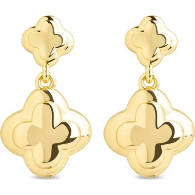 Sterling Forever Jasmina Clover Charm Drop Earrings In Gold