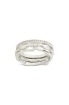 Sterling Forever Jasmine Layered Band Ring In Silver