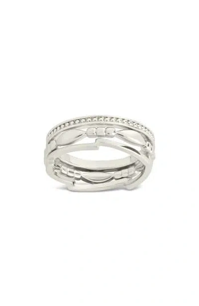 Sterling Forever Jasmine Layered Band Ring In Silver