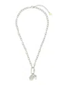 Sterling Forever Jaxie Carabiner Charm Necklace In Metallic
