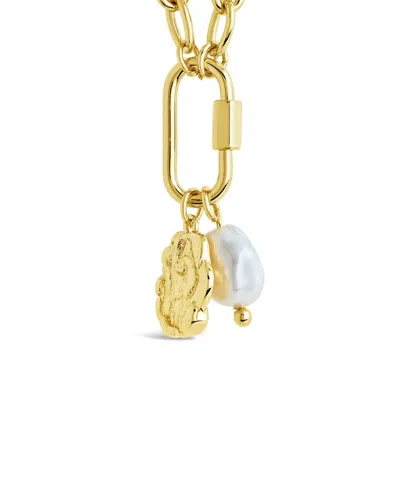 Sterling Forever Jaxie Carabiner Charm Necklace In Gold