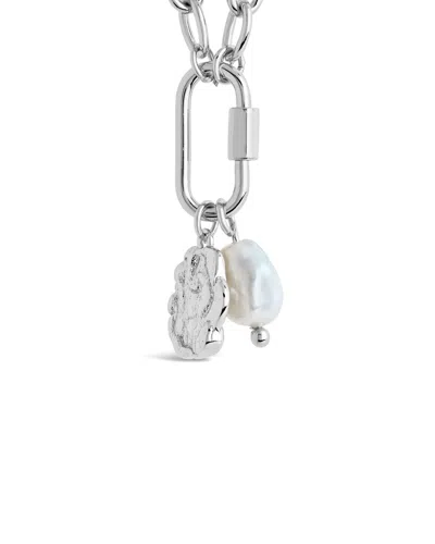 Sterling Forever Jaxie Carabiner Charm Necklace In Metallic