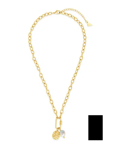 Sterling Forever Jaxie Carabiner Charm Necklace In Gold