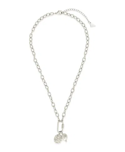 Sterling Forever Jaxie Carabiner Charm Necklace In Silver