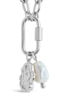 Sterling Forever Jaxie Carabiner Charm Necklace In Silver