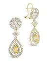Sterling Forever 14k Plated Cz Jennifer Drop Studs In Gold