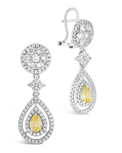 Sterling Forever Jennifer Cz Drop Stud Earrings In Silver