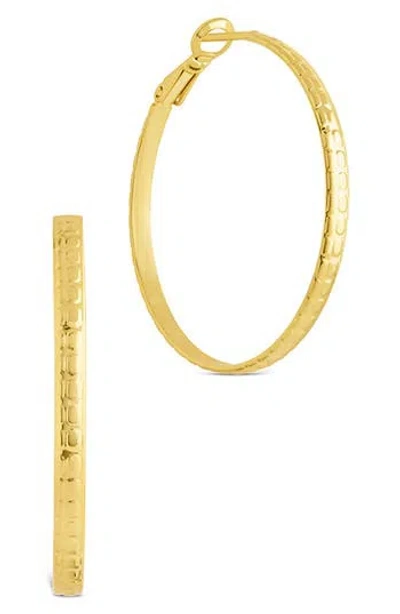 Sterling Forever Jessalyn Textured Hoop Earrings In Gold