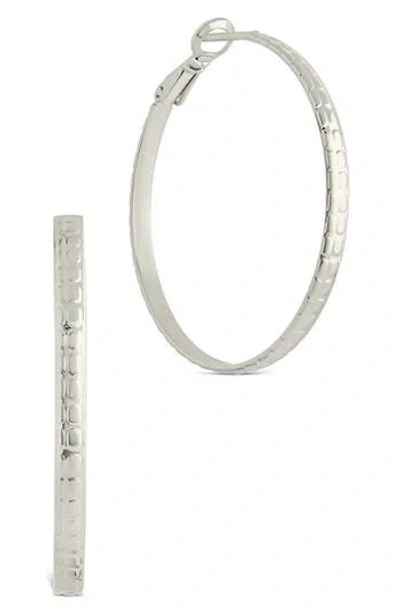 Sterling Forever Jessalyn Textured Hoop Earrings In Silver