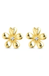 Sterling Forever Jocelyn Cubic Zirconia Flower Stud Earrings In Gold
