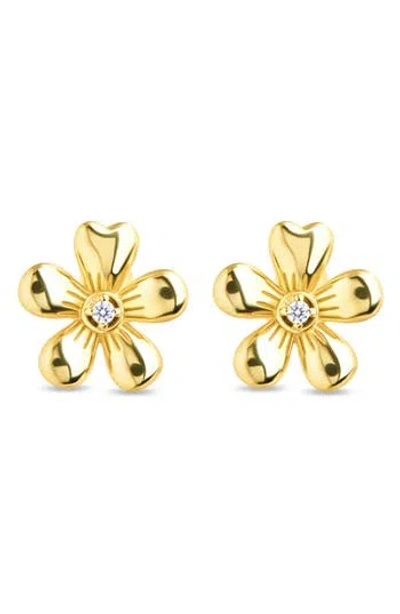 Sterling Forever Jocelyn Cubic Zirconia Flower Stud Earrings In Gold