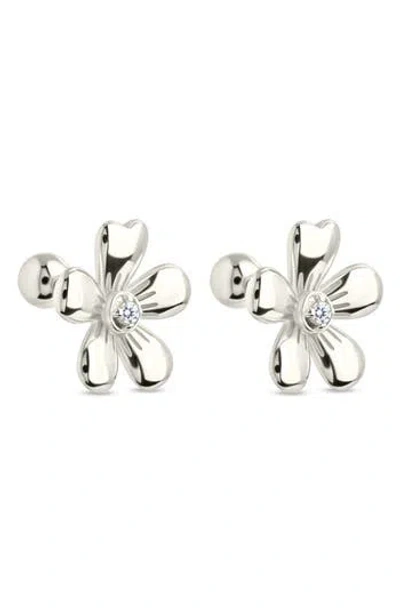 Sterling Forever Jocelyn Cubic Zirconia Flower Stud Earrings In Metallic