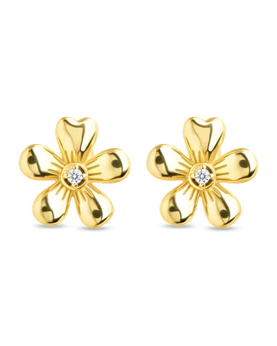 Sterling Forever 14k Gold Cz Jocelyn Micro Flower Stud Earrings In Orange