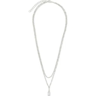 Sterling Forever Jodie Cubic Zirconia Pendant Layered Necklace In Silver