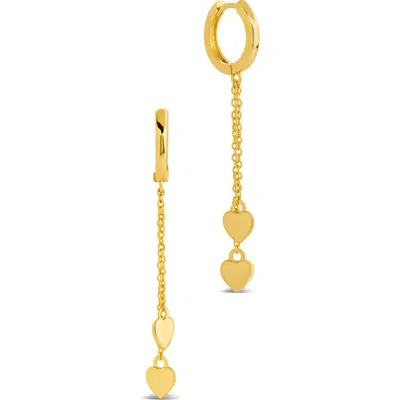 Sterling Forever Jolana Heart Drop Huggie Hoop Earrings In Burgundy