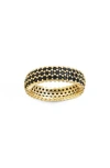Sterling Forever Jolene Cubic Zirconia Rainbow Eternity Ring In Gold/black