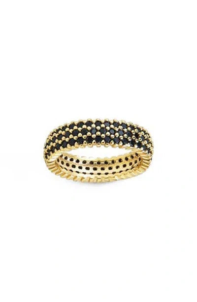Sterling Forever Jolene Cubic Zirconia Rainbow Eternity Ring In Gold/black