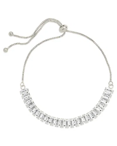 Sterling Forever Jordan Cz Bolo Bracelet In Silver