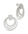 Sterling Forever Jordana Pave Circle Stud Earrings In Rhodium Plated In Silver
