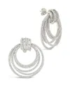 Sterling Forever Jordana Pave Circle Stud Earrings In Rhodium Plated In Silver
