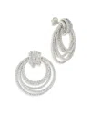 Sterling Forever Jordana Pave Circle Stud Earrings In Rhodium Plated In Silver