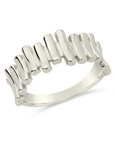 Sterling Forever Joss Staggered Band Ring In Silver