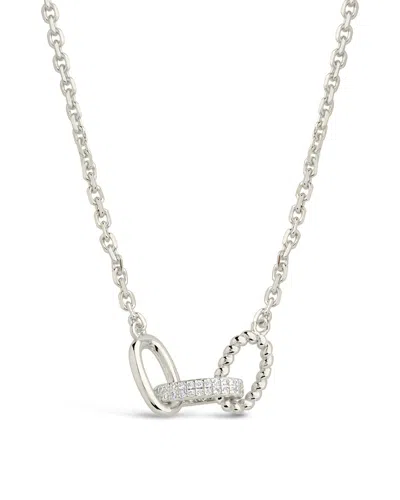 Sterling Forever Journi Cz Interlocking Chain Pendant Necklace In Metallic