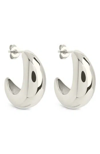 Sterling Forever Julia Micro Huggie Hoop Earrings In Silver