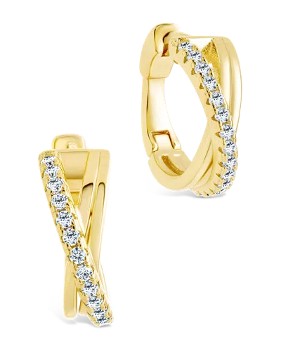 Sterling Forever Juliana Cz Hoop Earrings In Gold