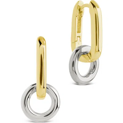 Sterling Forever Justyna Mixed Metal Dangle Hoop Earrings In Dualtone