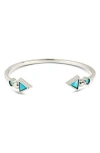 Sterling Forever Kalena Turquoise Open Cuff Bracelet In Metallic