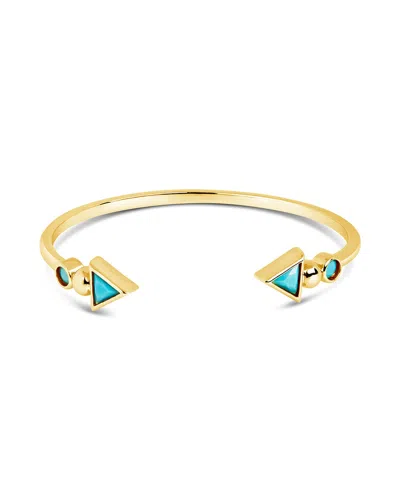 Sterling Forever Kalena Turquoise Open Cuff Bracelet In Gold