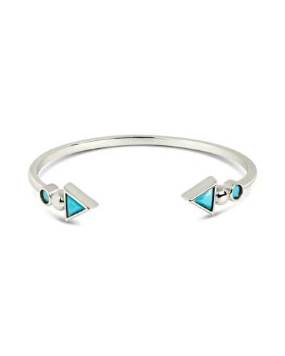 Sterling Forever Kalena Turquoise Open Cuff Bracelet In Silver