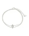Sterling Forever Karlie Cz & Layered Chain Bracelet In Metallic