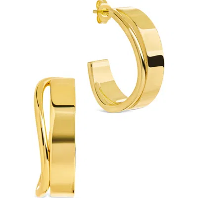 Sterling Forever Katia Wave Hoop Earrings In Gold