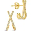 Sterling Forever Katie Cubic Zirconia Cross Stud Earrings In Gold