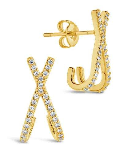 Sterling Forever Katie Cz Cross Stud Earrings In Gold