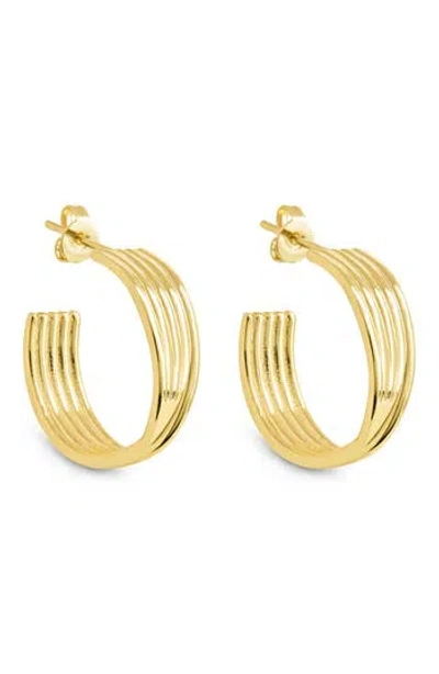 Sterling Forever Katya Textured Hoop Earrings In Gold